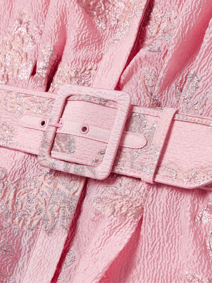 Women’s Short Sleeve Belted Maxi Dress with Floral Pattern