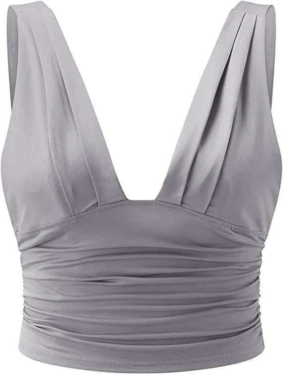 Women’s V-Neck Crop Top with Sleeveless Cut