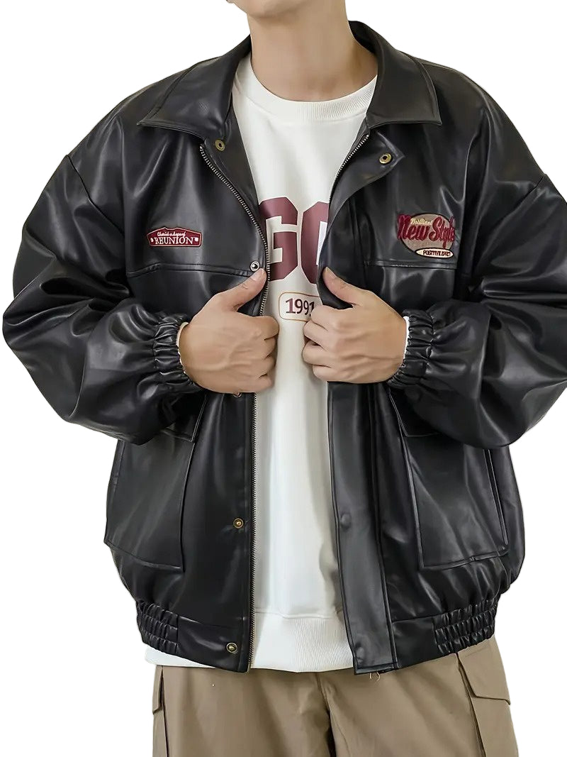 Men’s Collared Jacket with Patches