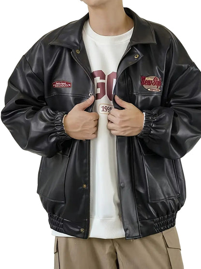 Men’s Collared Jacket with Patches