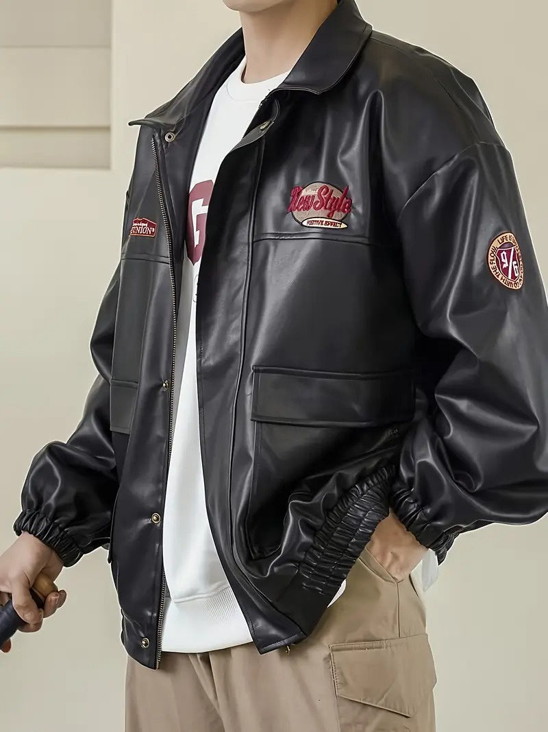 Men’s Collared Jacket with Patches