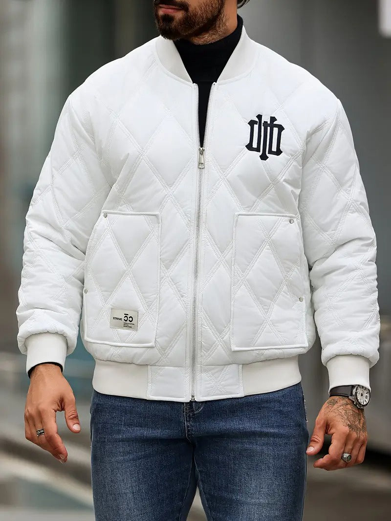 Men’s Quilted Jacket with Diamond Pattern