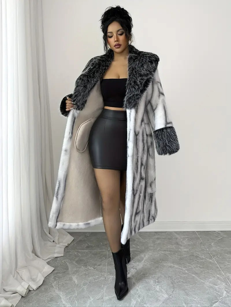 Women’s Coat with Belt and Textured Trim