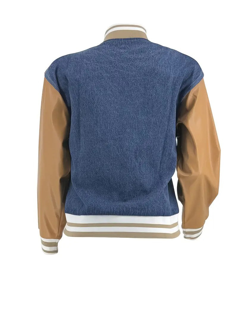 Women’s Snap-Button Jacket with Striped Ribbing