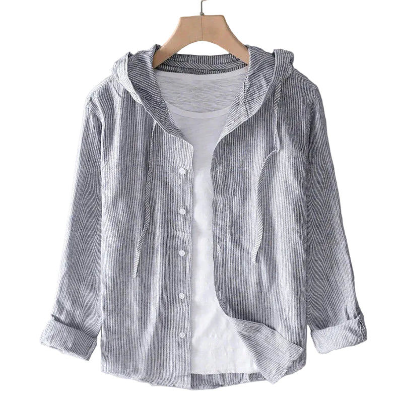 Women’s Long Sleeve Button-Up Shirt with Hooded Collar