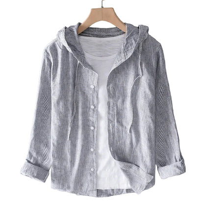 Women’s Long Sleeve Button-Up Shirt with Hooded Collar