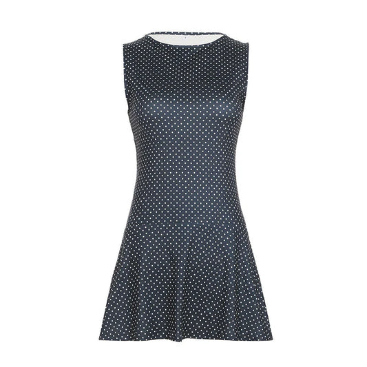 Women’s Sleeveless Mini Dress with All-Over Polka Dot Print