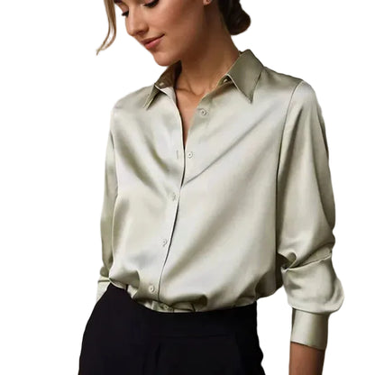 Women’s Collared Shirt with Button Front and Long Sleeves