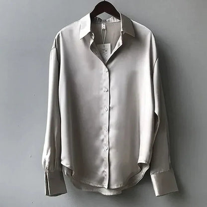 Women’s Collared Shirt with Button Front and Long Sleeves
