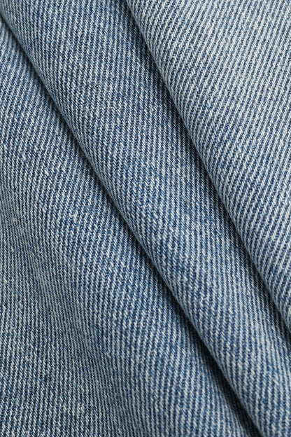 Women’s Denim Jeans with Offset Button Closure and Straight Fit