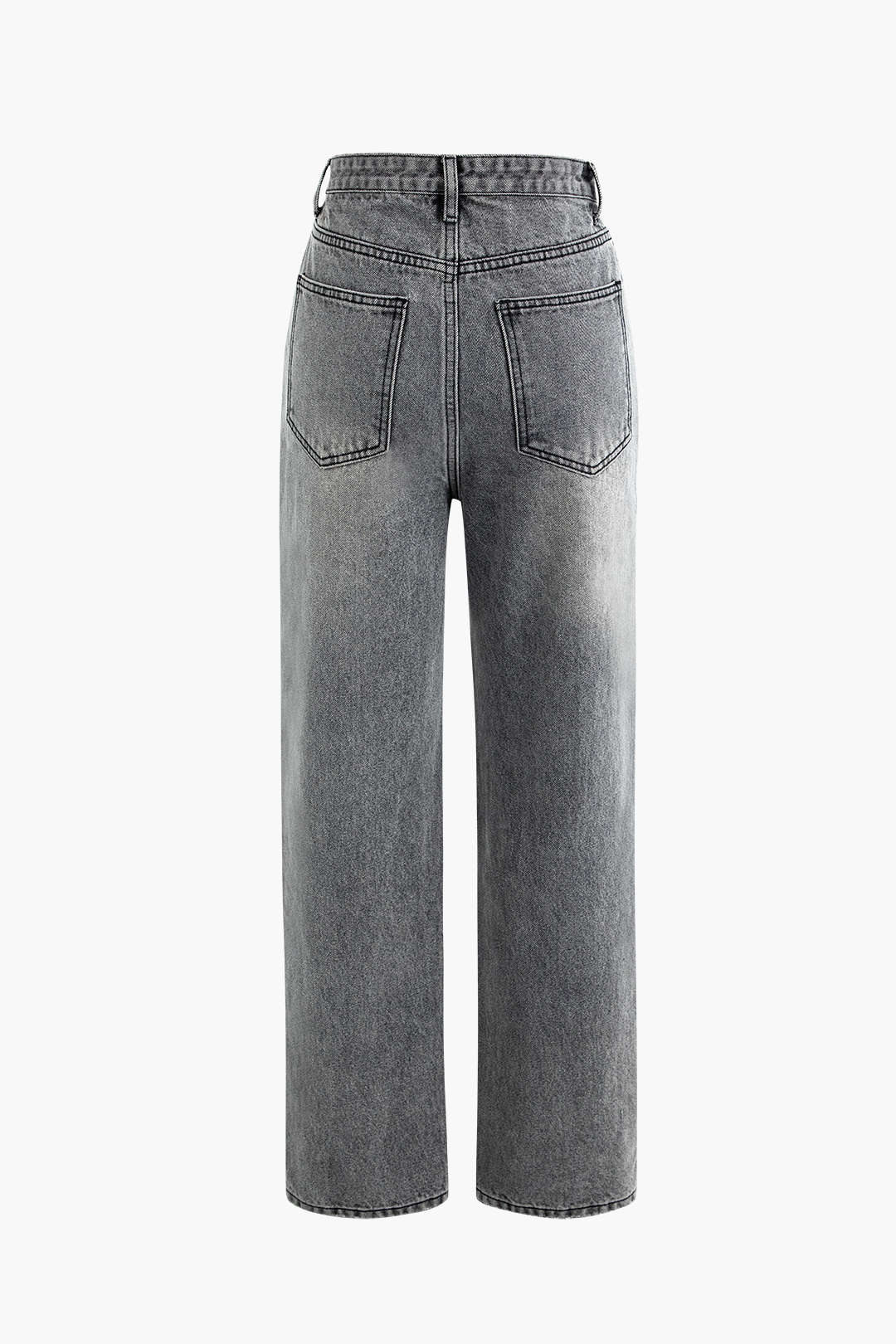 Women’s Denim Jeans with Offset Button Closure and Straight Fit