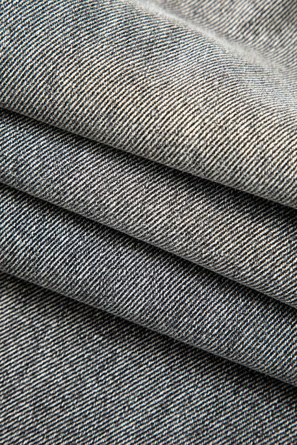 Women’s Denim Jeans with Offset Button Closure and Straight Fit