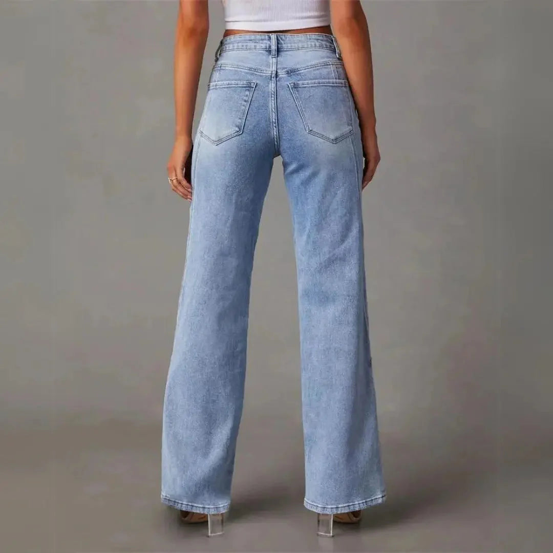 Women’s Denim Jeans with Straight Cut and Full Length