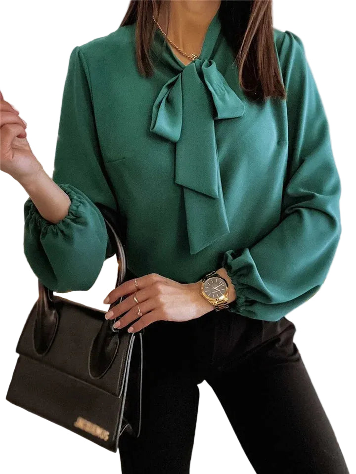 Women’s Long Sleeve Blouse with Neck Tie