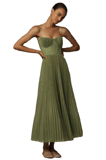 Women’s Maxi Length Dress with Structured Bodice