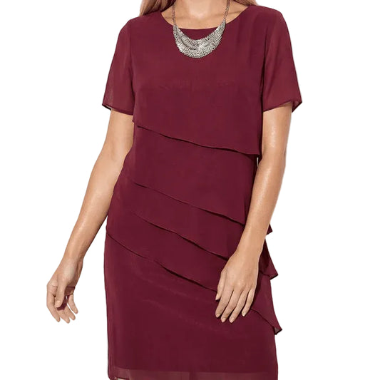 Women’s Mini Dress with Short Sleeves and Tiered Design