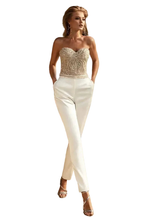 Women’s Sleeveless Jumpsuit with Strapless Neckline