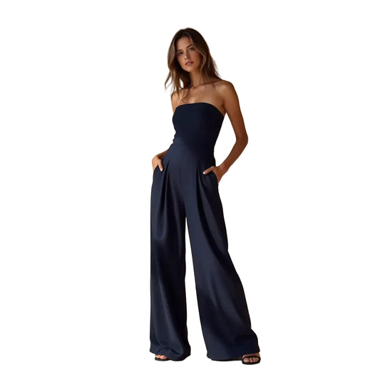 Women’s Strapless Full-Length Jumpsuit with Wide-Leg Silhouette
