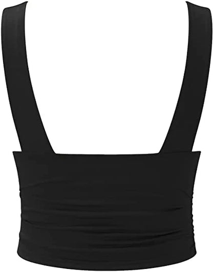 Women’s V-Neck Crop Top with Sleeveless Cut