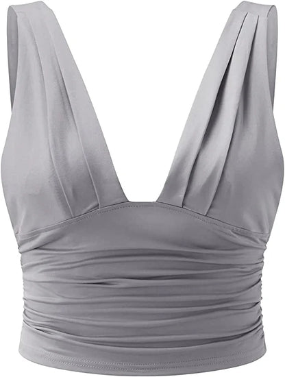Women’s V-Neck Crop Top with Sleeveless Cut